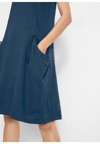 bonprix - Sukienka z bawełnianego dżerseju z kieszeniami. Kolor: niebieski. Materiał: jersey, bawełna. Długość rękawa: bez rękawów #2