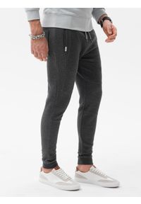 Ombre Clothing - Spodnie męskie dresowe joggery - grafitowe V3 P1036 - XXL. Kolor: szary. Materiał: dresówka #4