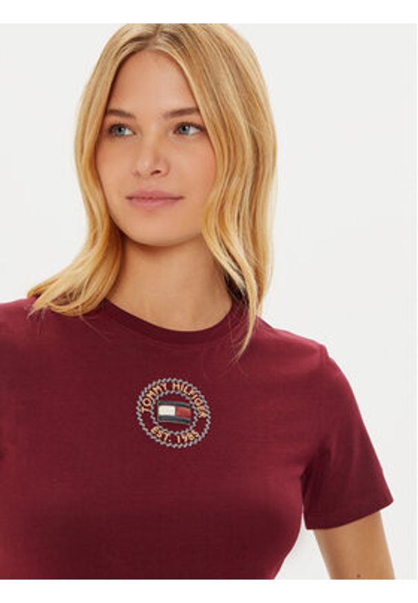 TOMMY HILFIGER - Tommy Hilfiger T-Shirt Nautical Graphic WW0WW43652 Bordowy Slim Fit. Kolor: czerwony. Materiał: bawełna