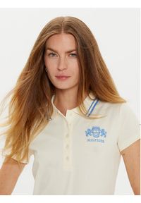 TOMMY HILFIGER - Tommy Hilfiger Polo Varsity WW0WW43931 Beżowy Slim Fit. Typ kołnierza: polo. Kolor: beżowy. Materiał: bawełna #4