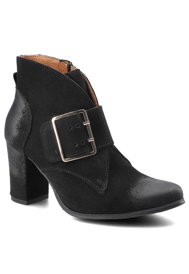 Exquisite - Botki EXQUISITE 1265 Czarny Welur. Kolor: czarny. Materiał: welur