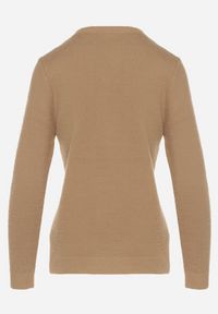 Born2be - Ciemnobeżowy Sweter z Wełną w Klasycznym Stylu Firrive. Okazja: na co dzień. Kolor: beżowy. Materiał: wełna. Styl: klasyczny #5