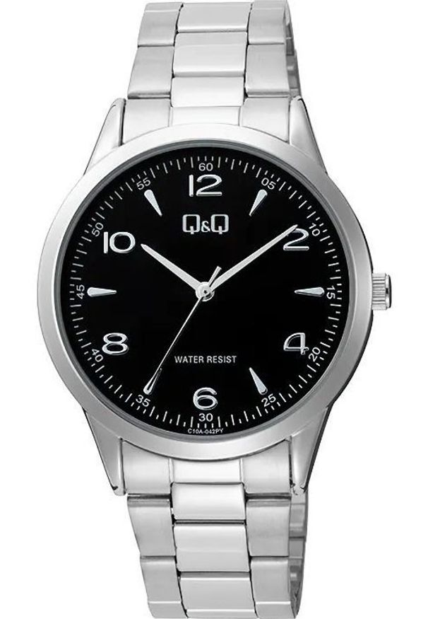 Zegarek Q&Q C10A-042P męski klasyczny czarna tarcza cyfry .. Kolor: czarny. Styl: klasyczny