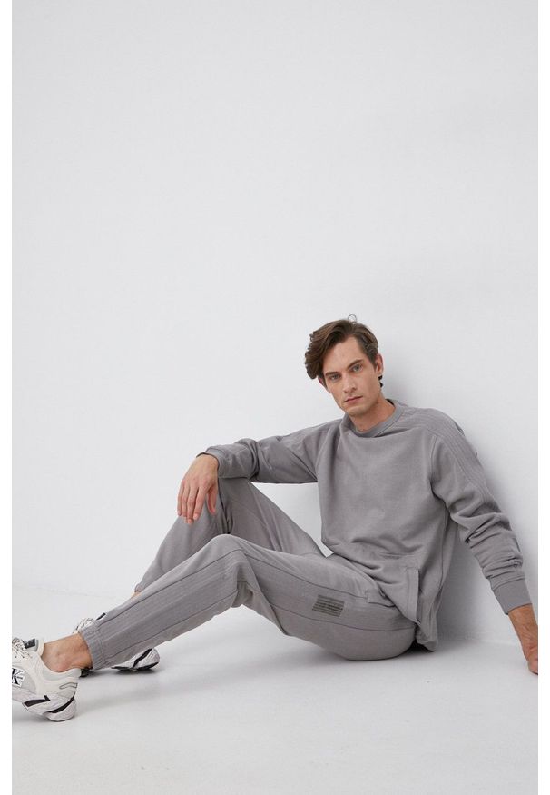 G-Star RAW - G-Star Raw Bluza bawełniana męska kolor szary z nadrukiem. Okazja: na co dzień. Kolor: szary. Materiał: bawełna. Wzór: nadruk. Styl: casual