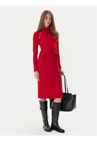 Lauren Ralph Lauren - LAUREN RALPH LAUREN Sukienka dzianinowa 200980036002 Czerwony Slim Fit. Kolor: czerwony. Materiał: bawełna #4