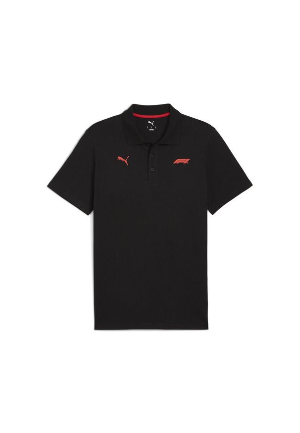 Puma - Męska koszulka polo F1® Essentials PUMA Black. Typ kołnierza: polo. Kolor: czarny. Materiał: prążkowany