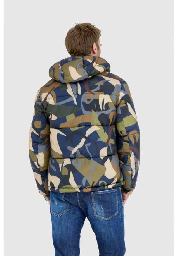 Blauer USA - BLAUER Puchowa kurtka męska Perry w moro, Rozmiar M. Kolor: wielokolorowy. Materiał: puch. Wzór: moro