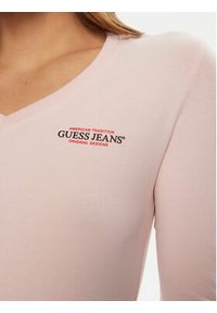 Guess Jeans Bluzka W4YI21 J1314 Różowy Regular Fit. Kolor: różowy. Materiał: bawełna