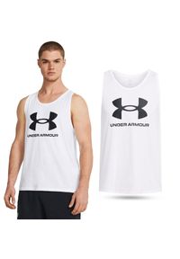 Under Armour - Koszulka męska tank top UNDER ARMOUR 1382883 bez rękawów. Kolor: biały. Długość rękawa: bez rękawów