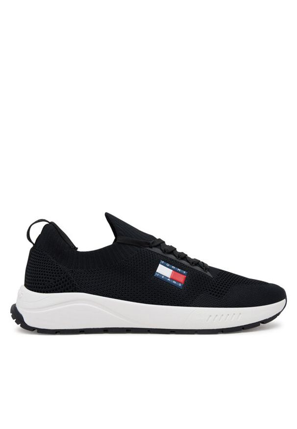 Tommy Jeans Sneakersy Runner Kntitted EM0EM01555 Czarny. Kolor: czarny. Materiał: materiał