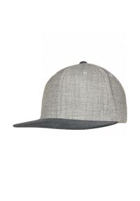 FLEXFIT - Melanżowa Welurowa Czapka Z Daszkiem Snapback. Kolor: szary. Materiał: welur. Wzór: melanż