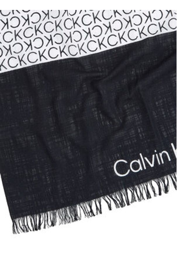 Calvin Klein Szal Monogram K60K612979 Czarny. Kolor: czarny. Materiał: materiał, bawełna