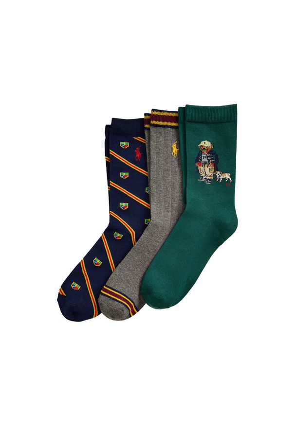 Zestaw 3 par wysokich skarpet dziecięcych Polo Ralph Lauren. Wzór: kolorowy