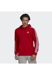 Adidas - Bluza męska adidas Essentials Fleece 3-Stripes Hoodie. Typ kołnierza: kaptur. Kolor: biały, czerwony, wielokolorowy. Materiał: bawełna, materiał