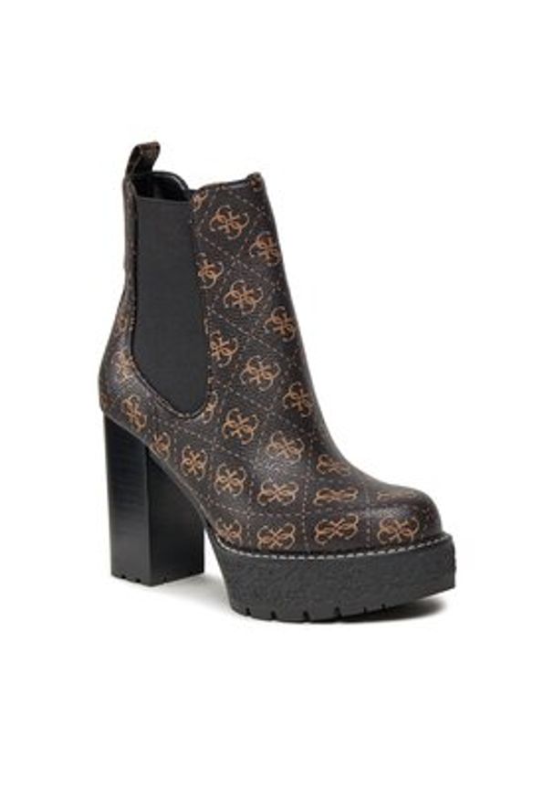 Guess Botki FL8EEA FAL10 Brązowy. Kolor: brązowy. Materiał: skóra