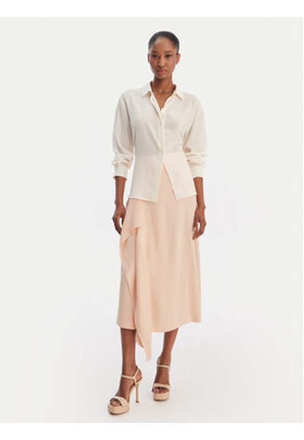 BOSS Spódnica midi Vemuth 50552076 Różowy Regular Fit. Kolor: różowy. Materiał: wiskoza