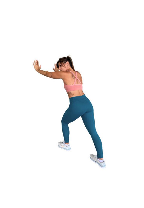 LES POULETTES FITNESS - Legginsy damskie Les Poulettes Fitness vert canard. Kolor: niebieski, zielony, wielokolorowy. Materiał: materiał. Sport: fitness