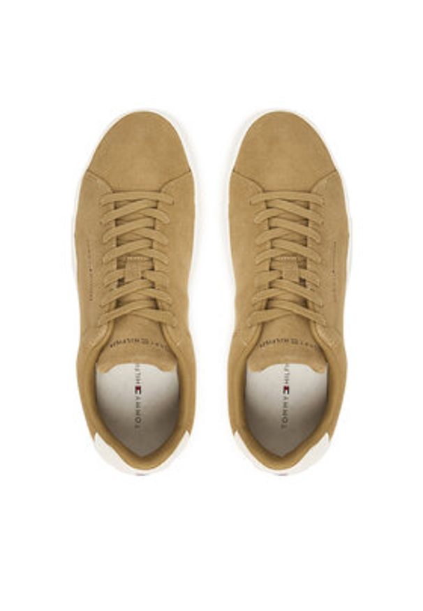 TOMMY HILFIGER - Tommy Hilfiger Sneakersy Th Court Core Suede FM0FM05716 Brązowy. Kolor: brązowy. Materiał: skóra, zamsz