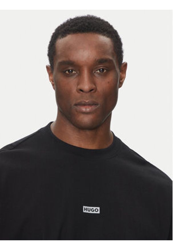 Hugo - HUGO T-Shirt Nalono 50509776 Czarny Loose Fit. Kolor: czarny. Materiał: bawełna