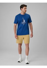 4f - 4F T-shirt relaxed z nadrukiem męski - niebieski XXL. Okazja: na co dzień. Kolor: niebieski. Materiał: materiał, bawełna, dzianina. Wzór: nadruk. Styl: casual #2