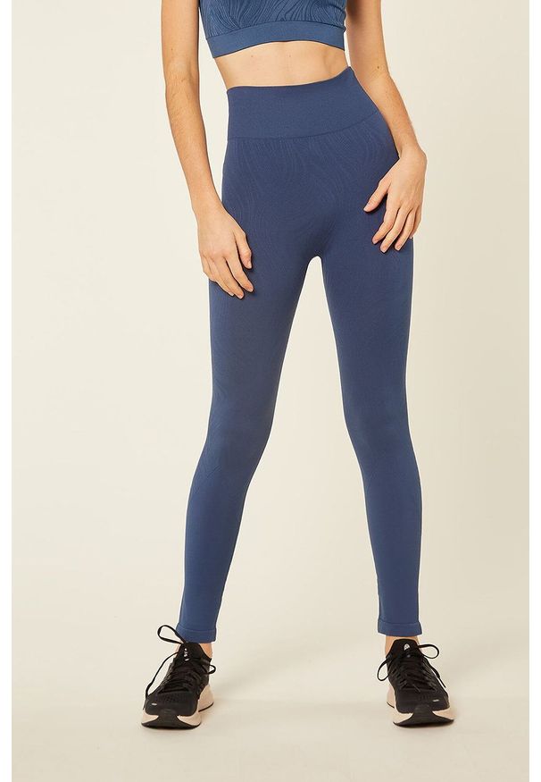 Etam legginsy sportowe Wavy damskie. Kolor: niebieski. Materiał: dzianina. Styl: sportowy
