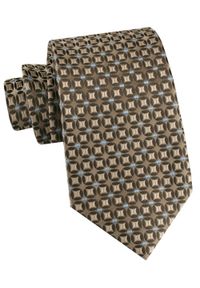 Męski Krawat - Jasny Brąz, Drobny Wzór - Alties. Kolor: beżowy, wielokolorowy, brązowy. Materiał: tkanina. Styl: elegancki, wizytowy #1