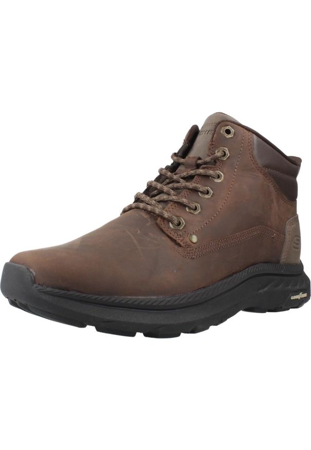 skechers - Buty SKECHERS SLIP-INS POLLARD - WAYLON Brązowy. Kolor: brązowy. Materiał: tkanina, skóra, syntetyk. Model: Skechers Sport. Sport: turystyka piesza