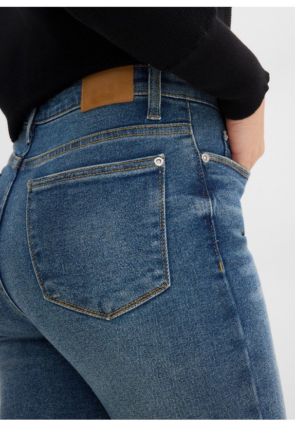 bonprix - Jeansy skinny, high waist. Stan: podwyższony. Kolor: niebieski. Wzór: gładki