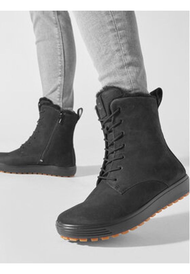 ecco - ECCO Botki Soft 7 Tred W 45042302001 Czarny. Kolor: czarny. Materiał: zamsz, skóra