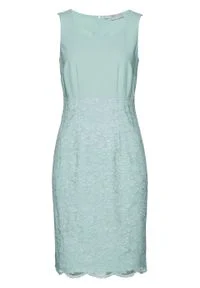 Sukienka ołówkowa z koronką bonprix jasny miętowy. Kolor: niebieski. Materiał: koronka. Wzór: koronka. Typ sukienki: ołówkowe #1