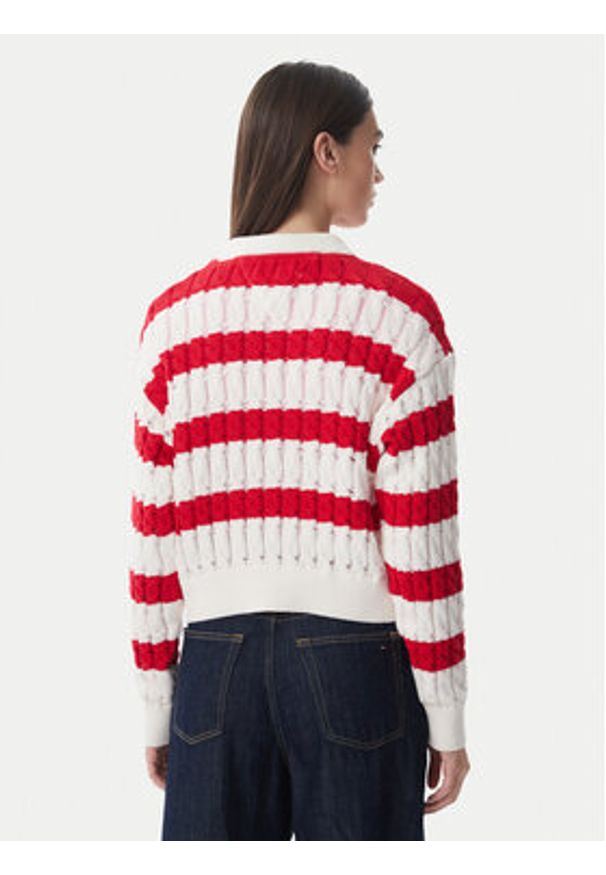 Tommy Jeans Sweter DW0DW22926 Czerwony Loose Fit. Kolor: czerwony. Materiał: bawełna