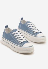 Born2be - Niebieskie Klasyczne Trampki na Grubej Podeszwie Natileva. Okazja: na co dzień. Kolor: niebieski. Materiał: jeans. Szerokość cholewki: normalna. Styl: klasyczny #6
