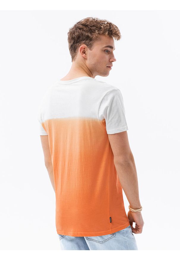 Ombre Clothing - T-shirt męski bawełniany S1380 - pomarańczowy - XXL. Kolor: pomarańczowy. Materiał: bawełna. Sezon: lato