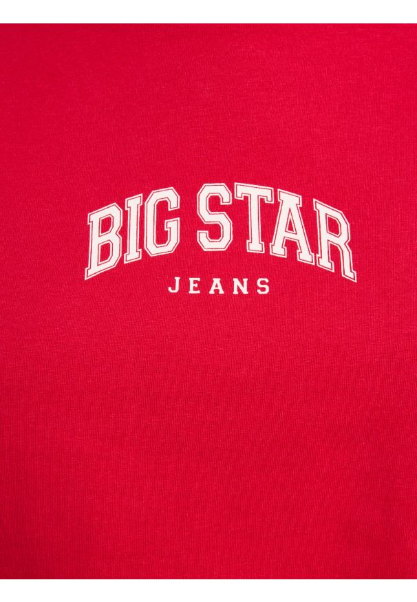 Big-Star - Koszulka damska bawełniana z nadrukiem czerwona Benea 603. Kolor: czerwony. Materiał: bawełna. Wzór: nadruk. Styl: wakacyjny, klasyczny