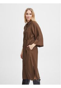 Fransa Sukienka koszulowa 20612435 Brązowy Relaxed Fit. Kolor: brązowy. Materiał: wiskoza. Typ sukienki: koszulowe
