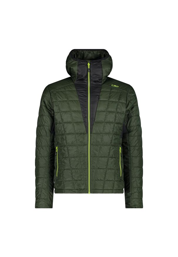 Kurtka z kapturem CMP Unlimitech. Typ kołnierza: kaptur. Kolor: zielony. Materiał: puch. Sport: turystyka piesza