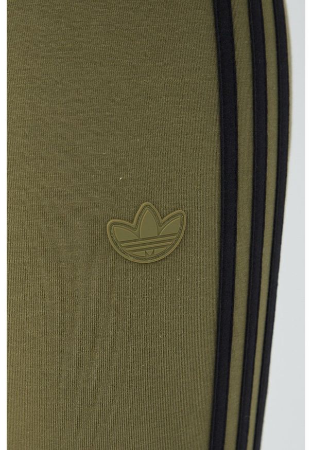 adidas Originals legginsy Trefoil Moments damskie kolor zielony z aplikacją. Stan: podwyższony. Kolor: zielony. Wzór: aplikacja