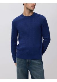 Reserved - Strukturalny sweter z bawełną - niebieski. Kolor: niebieski. Materiał: bawełna