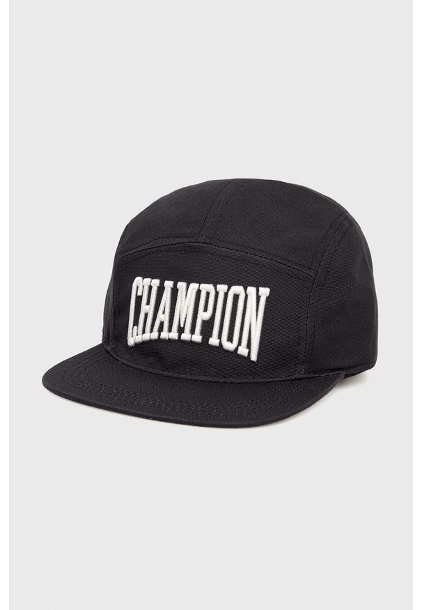 Champion czapka bawełniana 805554 kolor czarny z aplikacją. Kolor: czarny. Materiał: bawełna. Wzór: aplikacja