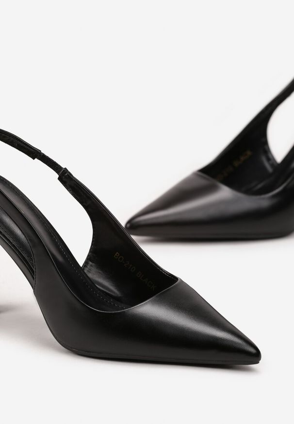 Born2be - Czarne Sandały na Szpilce z Odkrytą Piętą Brennessa. Okazja: na ślub cywilny, na co dzień, na wesele. Kolor: czarny. Materiał: jeans. Obcas: na szpilce. Styl: casual, elegancki