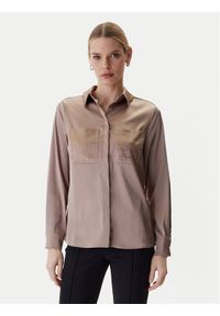 Guess Koszula W5RH40 WFQC2 Brązowy Regular Fit. Kolor: brązowy. Materiał: syntetyk #1