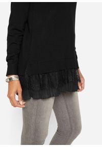 bonprix - Cienki sweter z lejącej mieszanki wiskozy. Kolor: czarny. Materiał: koronka, wiskoza. Wzór: koronka #3