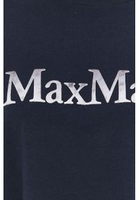 Max Mara Leisure t-shirt damski kolor granatowy. Kolor: niebieski. Materiał: bawełna. Długość rękawa: krótki rękaw. Długość: krótkie. Wzór: nadruk