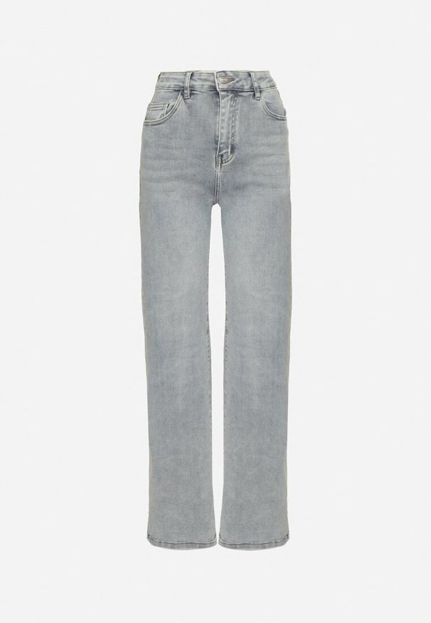 Born2be - Jasnoniebieskie Jeansy o Szerokim Kroju z Wysokim Stanem Audelli. Okazja: na co dzień. Stan: podwyższony. Kolor: niebieski. Styl: elegancki, casual