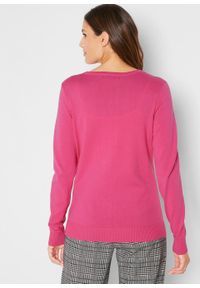 Sweter rozpinany bonprix różowy. Kolor: różowy. Styl: elegancki #4