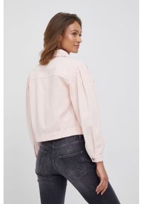 Sisley kurtka jeansowa damska kolor różowy przejściowa. Okazja: na co dzień. Kolor: różowy. Materiał: jeans. Styl: casual