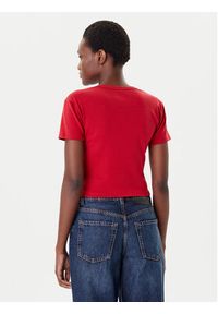 Hugo - HUGO T-Shirt Delanor 50512000 Czerwony Slim Fit. Kolor: czerwony. Materiał: bawełna