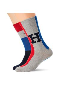 ZEAGLE - Skarpetki Tommy Hilfiger dla mężczyzn - Zestaw 2 par z bawełny 39-42. Kolor: wielokolorowy. Materiał: elastan, poliamid, bawełna