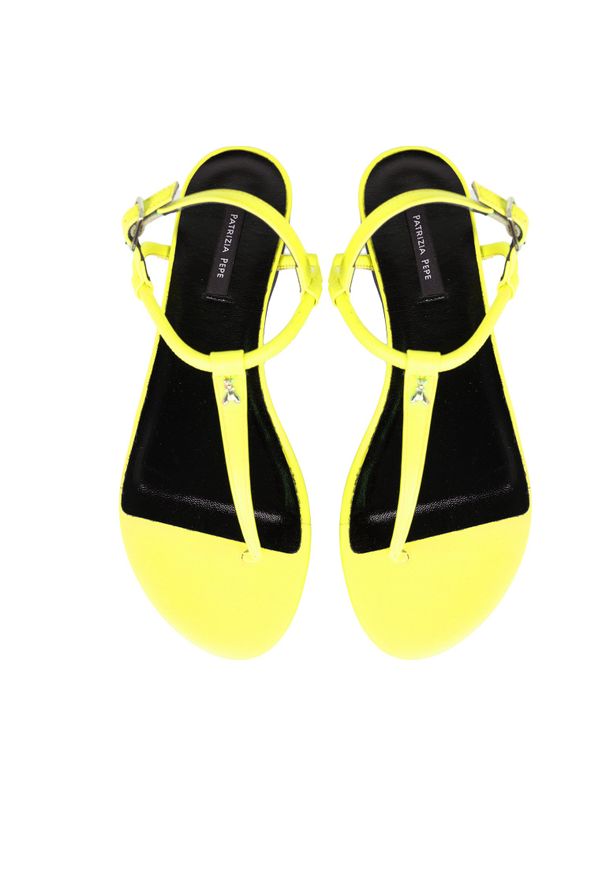 Patrizia Pepe Sandały | CX0248/L011 | Kobieta | Żółty. Okazja: na spacer, na plażę. Zapięcie: pasek. Kolor: żółty. Materiał: skóra. Sezon: lato