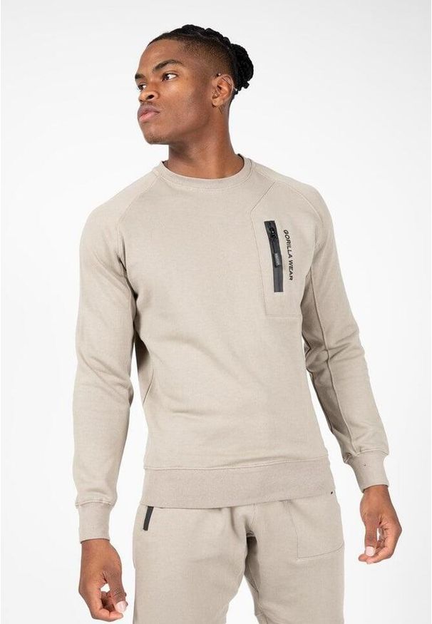 GORILLA WEAR - Newark Sweatshirt - Beżowy. Kolor: beżowy. Materiał: dresówka. Sport: fitness